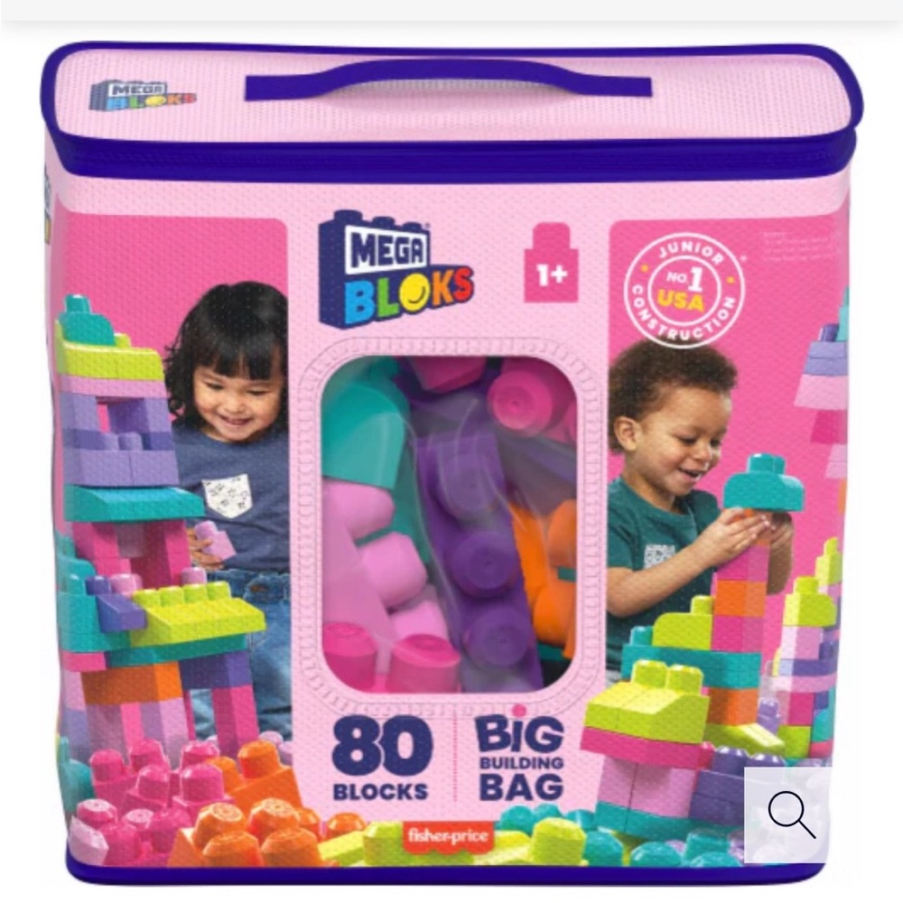 MEGA BLOKS, FIRST BUILDERS BIG BUILDING BAG. 
80 Pieces AGES 1 AND‎ UP